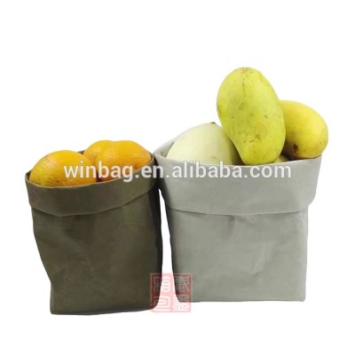 Low MOQ Washable Kraft Paper Bag Fruit Vegetable Flower Basket Food Storage Bag