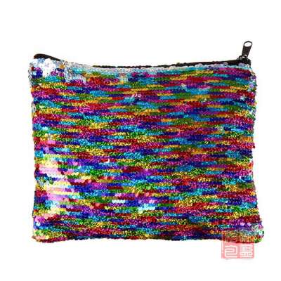 Rainbow Reversible Sequin  Pencil Pouch Handbag Makeup Bag